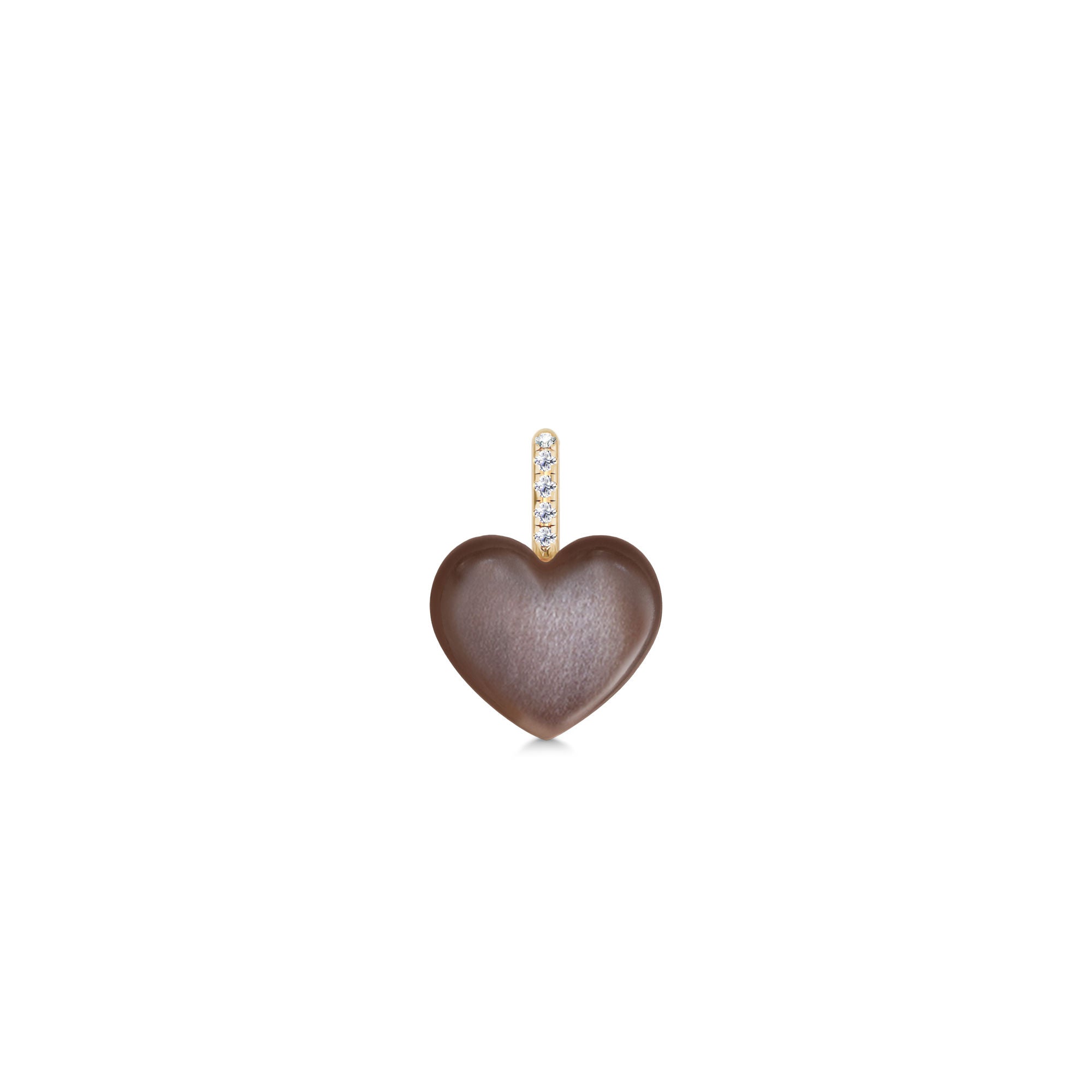 Luna Love 14K Gold Pendant w. Diamonds & Chokolate Moonstone