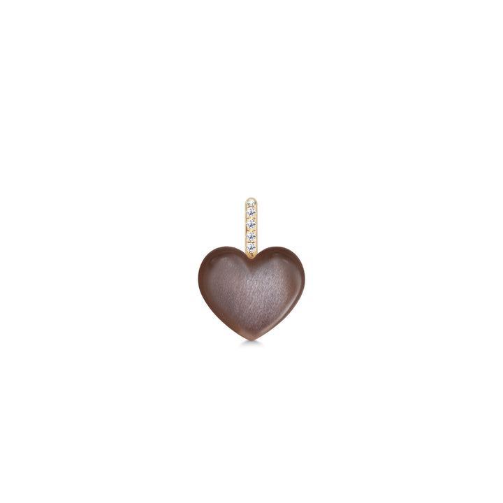 Luna Love 14K Gold Pendant w. Diamonds & Chokolate Moonstone