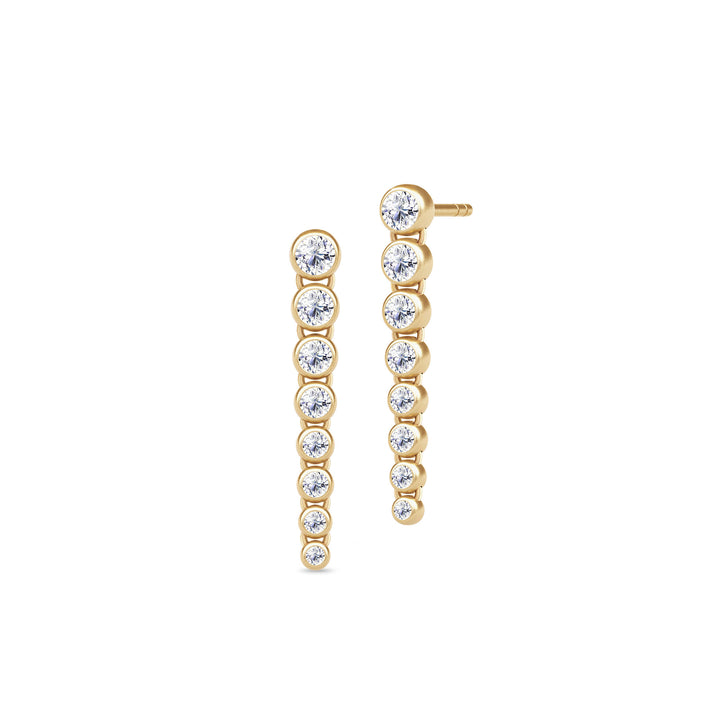 Long Luster 18K Gold Studs w. Diamonds