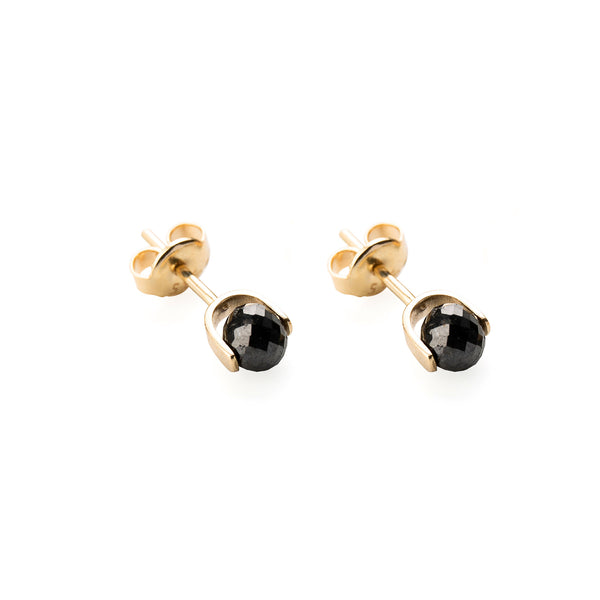 Raw Golden 14K or 18K Gold, Whitegold or Rosegold Studs w. Diamonds