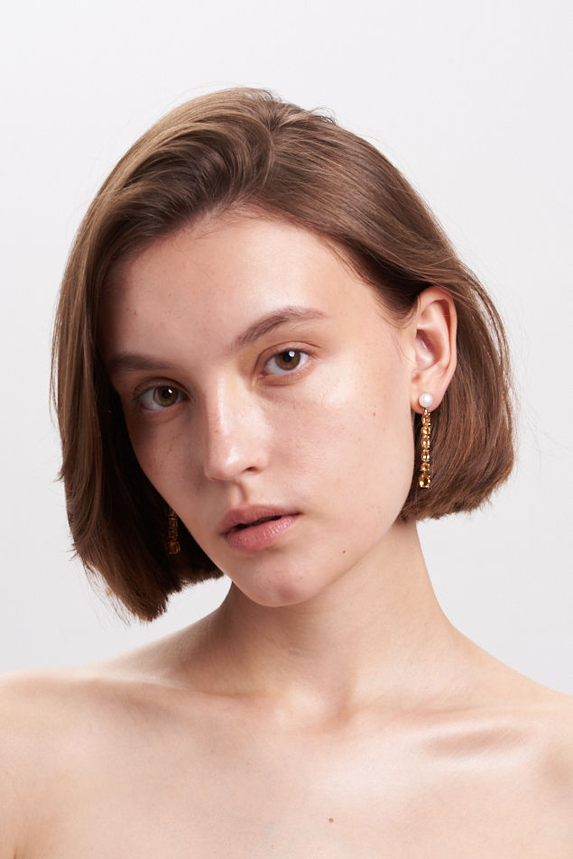 MALKA 9k Gold Earrings w. Citrins & Pearls