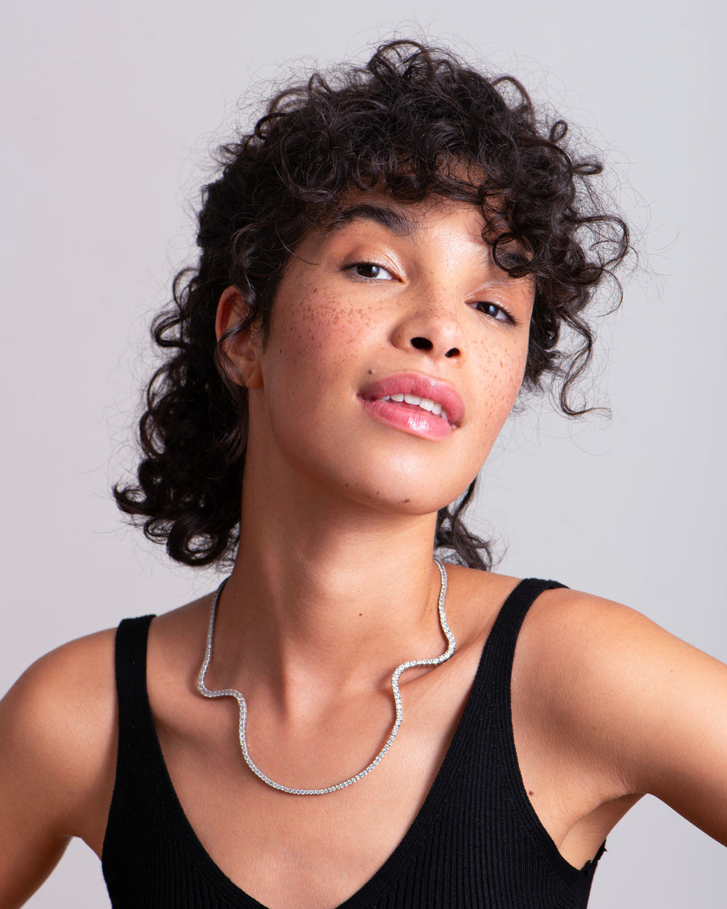 Radiant Pavé Choker 18K Whitegold Necklace w. Diamonds