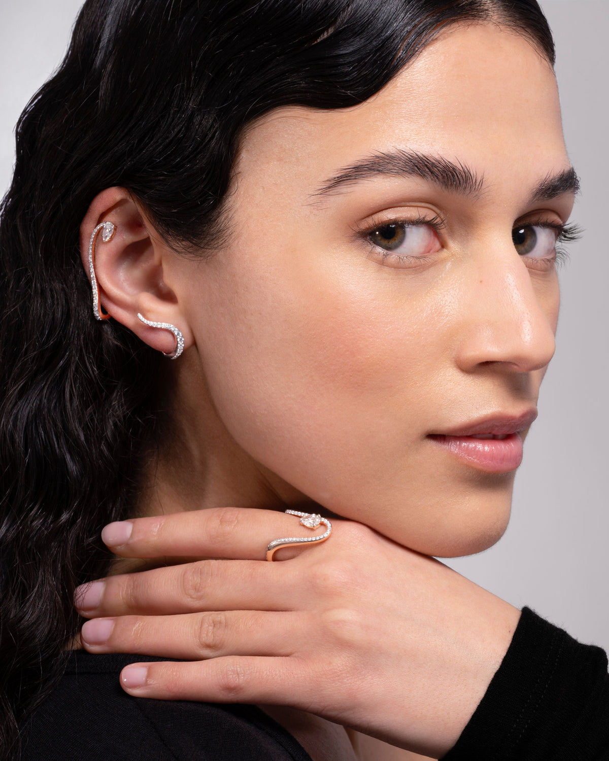marie halo earrings rose gold & diamonds 3