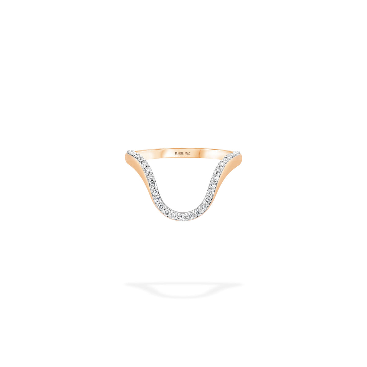 Aura Half Pavé 18K Rose Gold Ring w. Diamonds