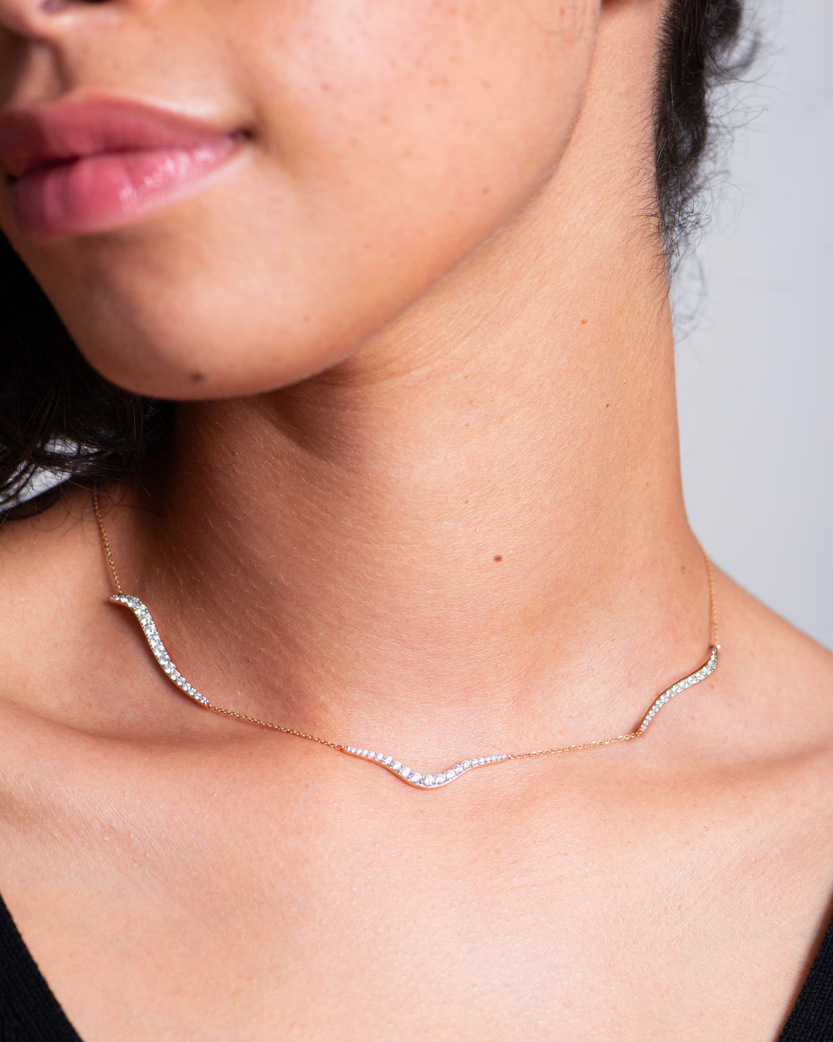 marie mas aurora chain necklace rose gold & diamonds 1