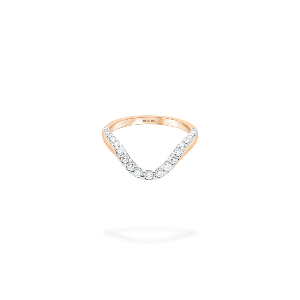 Grand Halo Half Pavé 18K Rose Gold Ring w. Diamonds