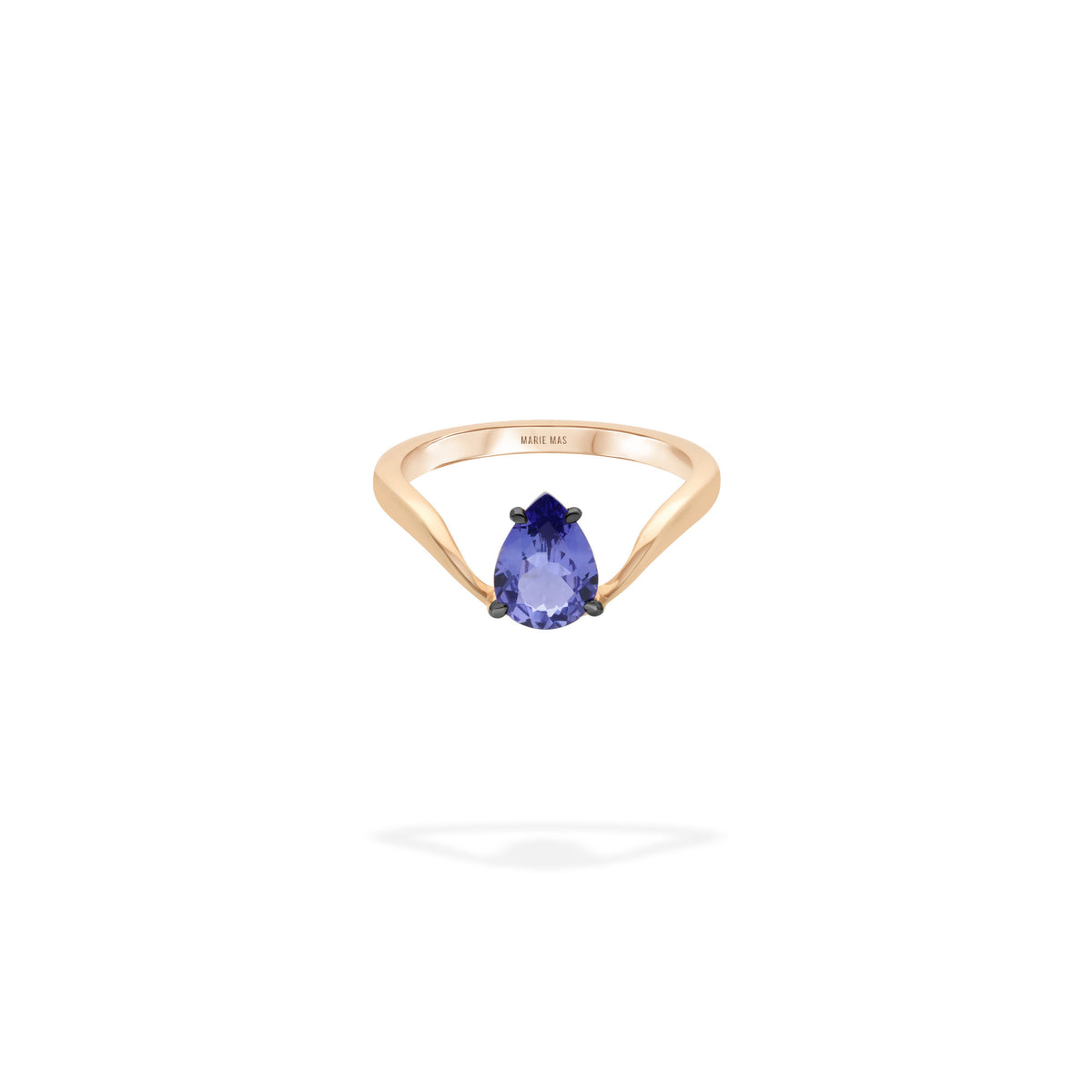 marie mas halo ring rose gold & tanzanite pear shape 1