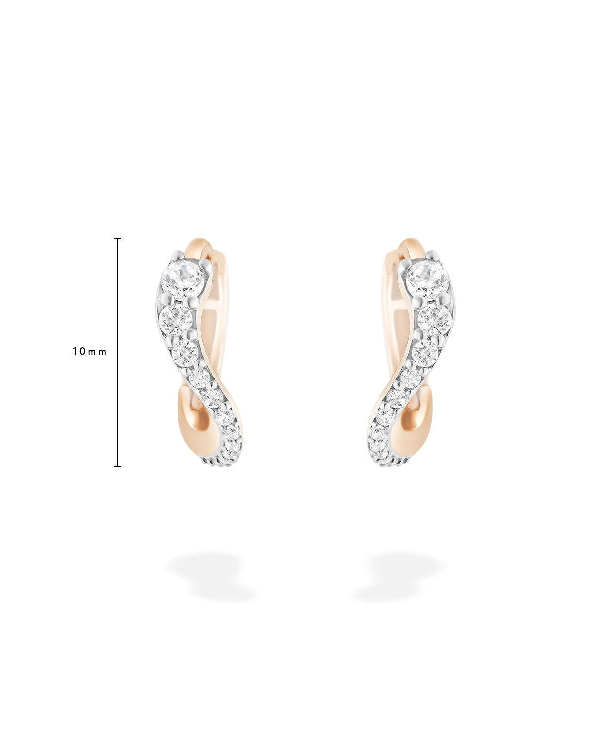 Mini Caustic Light 18K Rose Gold Hoops w. Diamond