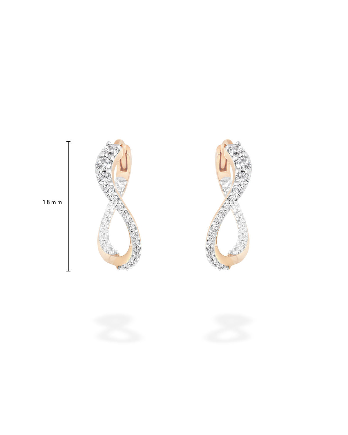 Classic Caustic Light 18K Rose Gold Hoop Earrings w. Diamonds