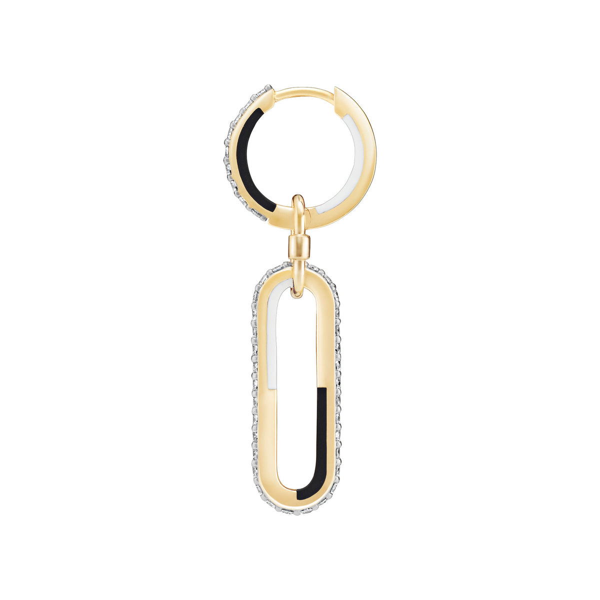Memory Lane Black & White 14K Gold Earring w. Lab-Grown Diamonds