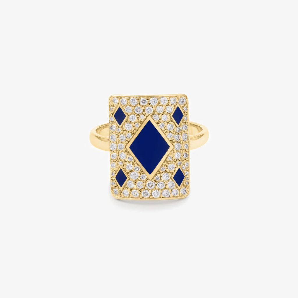 Blue Honneur Medium 18K Gold Ring w. Lab-Grown Diamonds