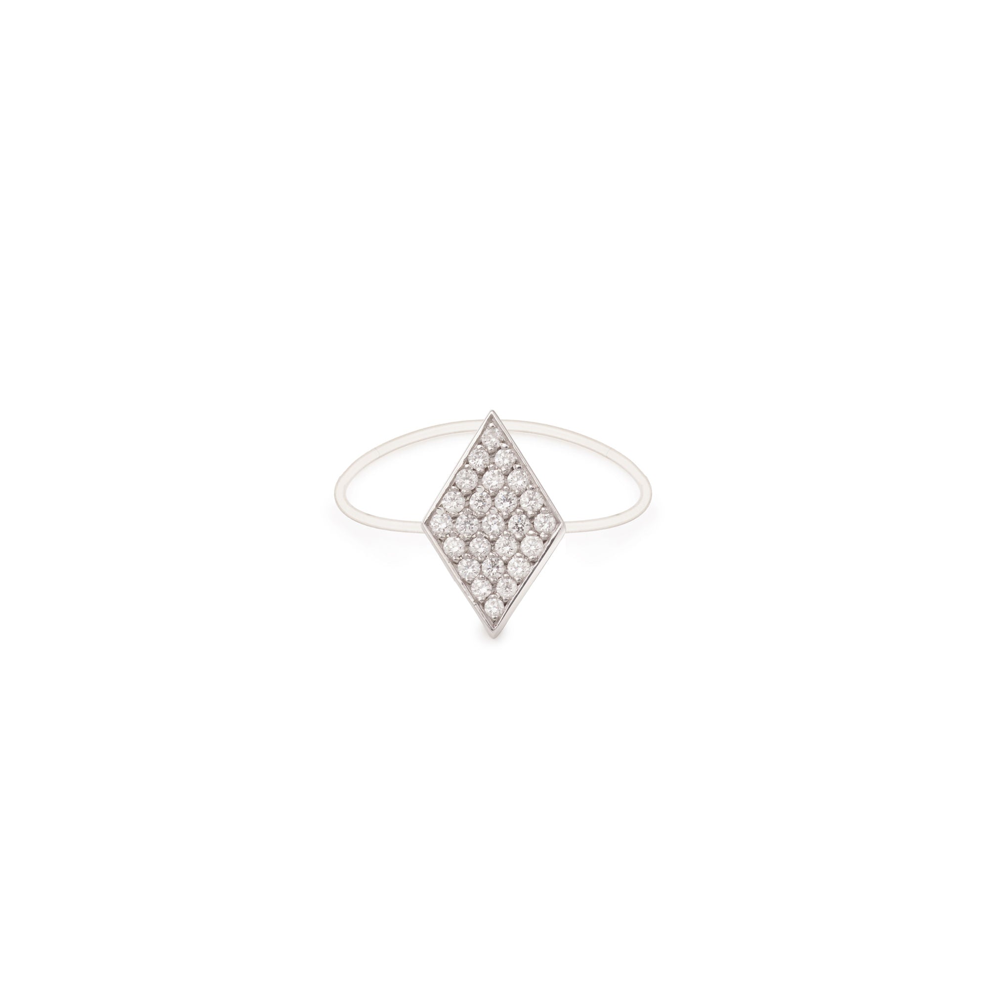 Large Honneur Nylon  18K White Gold Ring w. Lab-Grown Diamonds