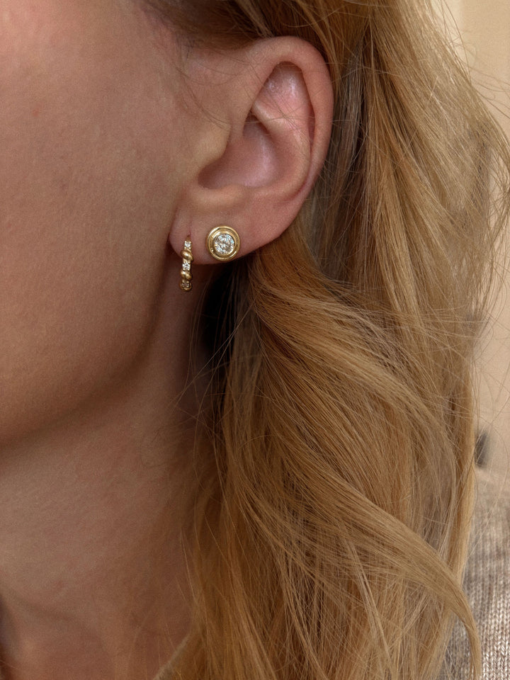 Rope Diamond 18K Gold Huggie