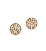 Diamond Disk Pearl 18K Gold Drop Earrings