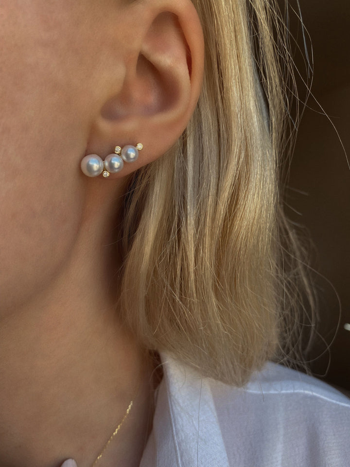 Sea Foam Glimmer 18k Gold Ohrringe w. Perlen & Diamanten