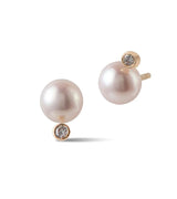 Glimmer 18K Gold Studs w. Pearls & Diamonds