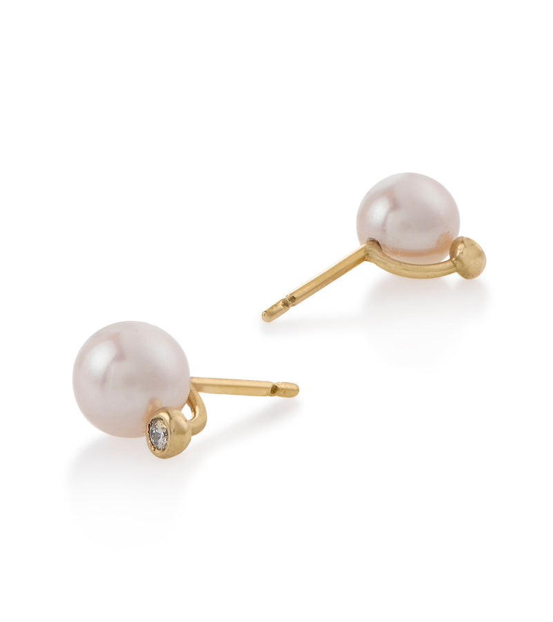 Glimmer 18K Gold Studs w. Pearls & Diamonds