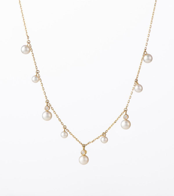 Glimmer Shaker 18K Gold Choker w. Diamonds & Pearls