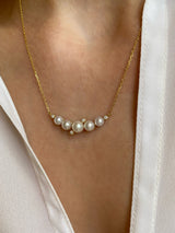 Sea Foam 18K Gold Necklace w. Diamonds & Pearls