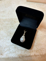 Baroque Pearl 18K Gold Charm Necklace w. Diamonds