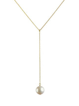 Pearl 18K Gold Lariat Necklace