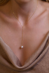 Pearl 18K Gold Lariat Necklace