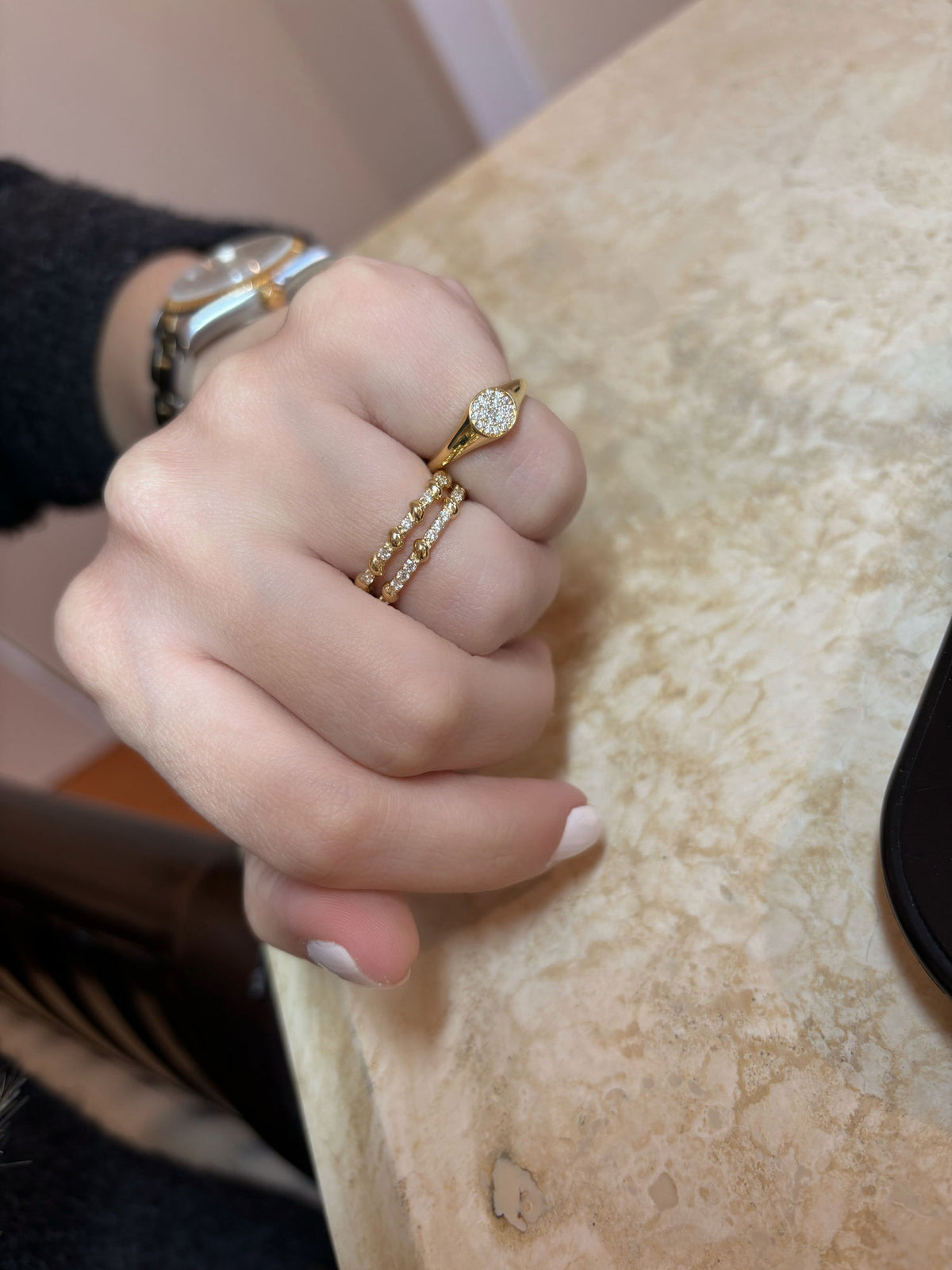 Diamantscheibe 18k Gold Signet Ring