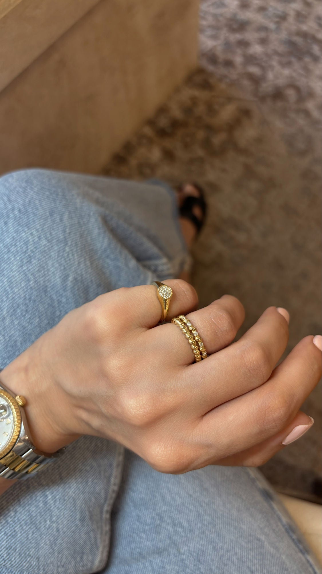 Diamantscheibe 18k Gold Signet Ring