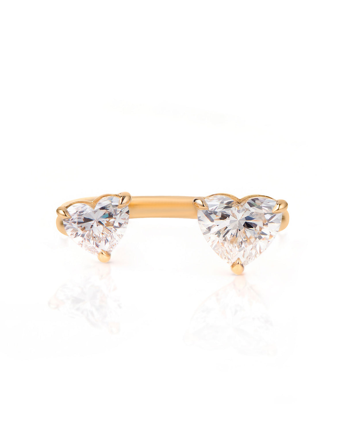 18K Gold Duet Ring w. Lab-Grown Heart Diamonds