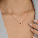 Seraphina Wing 18K Gold Necklace w. Rubies & Diamonds