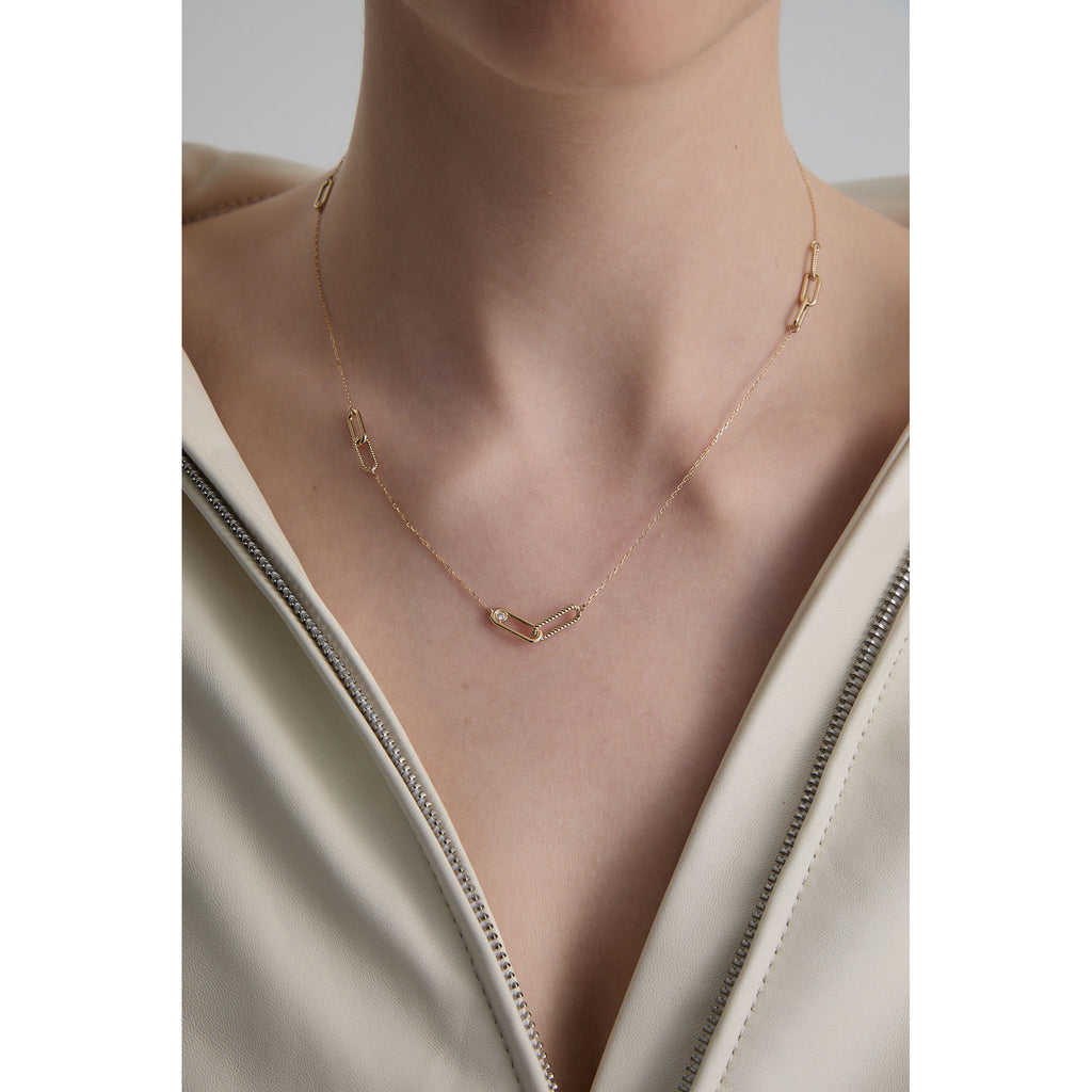 Elements N°2 18K Gold Necklace w. Diamond