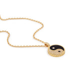 Yin Yang Large 18K Gold Necklace w. Lab-Grown Diamonds