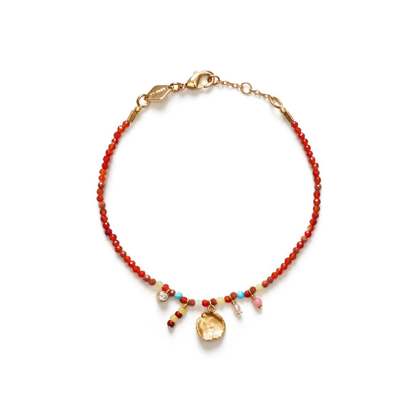 Maroon Harmony Gold Plated Bracelet w. Beads