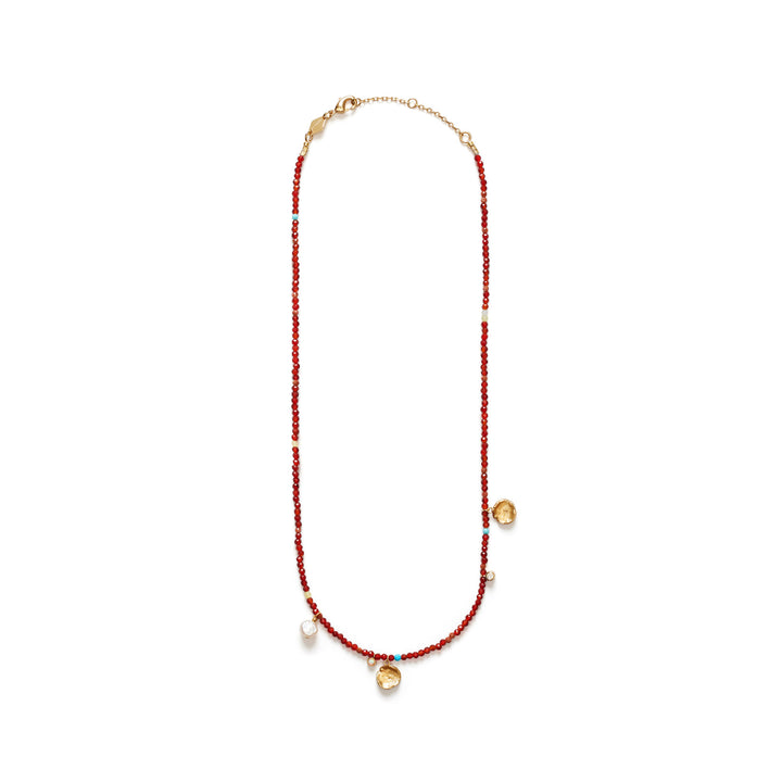 Maroon Harmony Gold Plated Necklace w. Beads