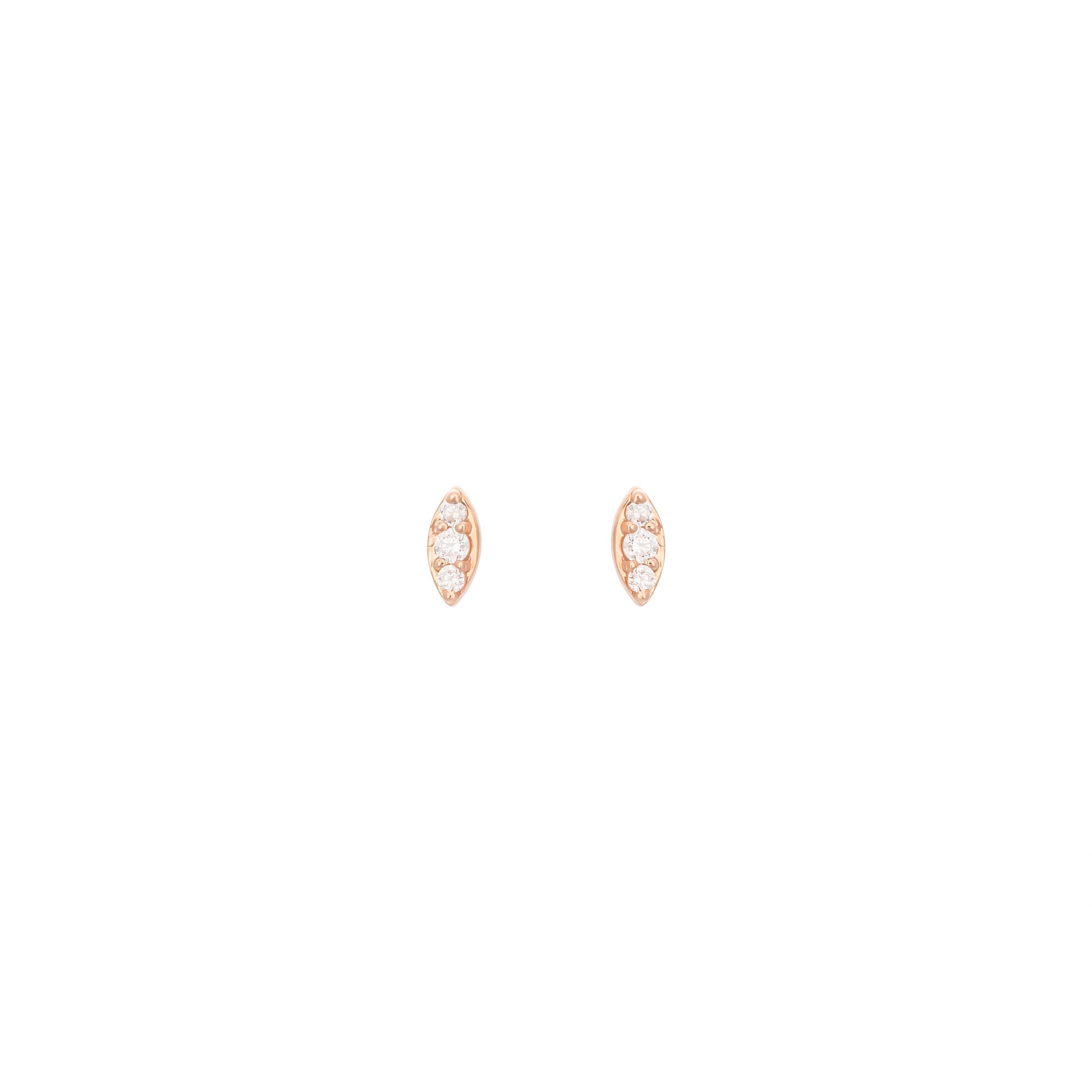Marquise 18K Rose Gold Stud w. Diamond