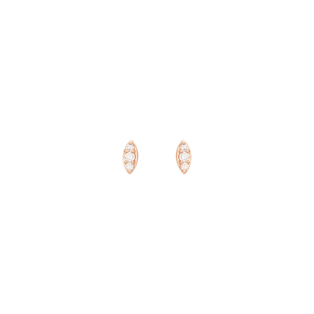 Marquise 18K Rose Gold Stud w. Diamond
