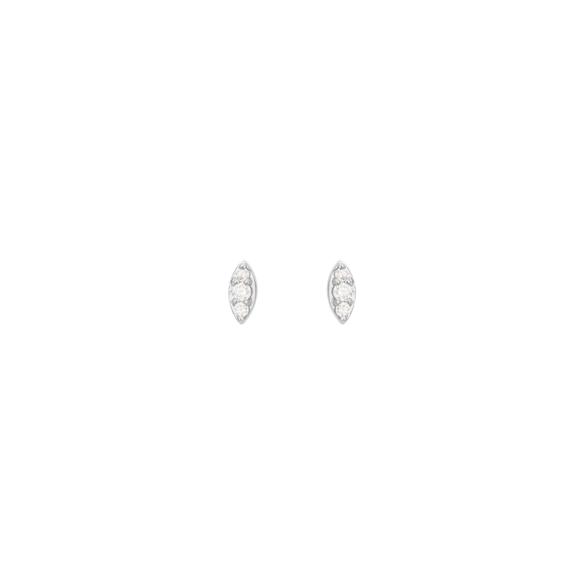 Marquise 18K White Gold Stud w. Diamond