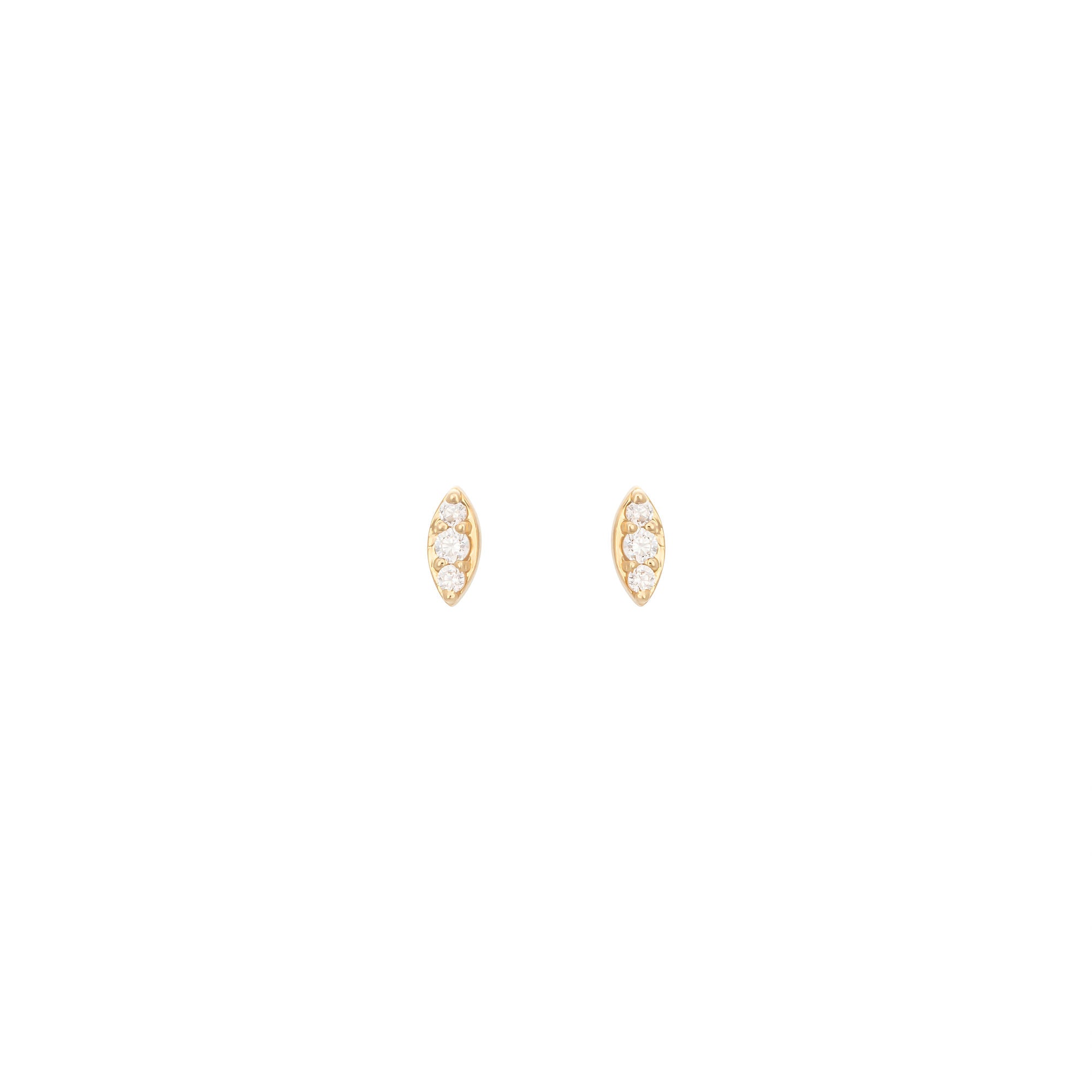 Marquise 18K Gold Stud w. Diamond