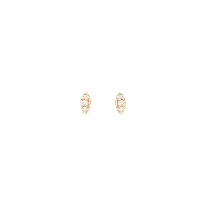Marquise 18K Gold Stud w. Diamond