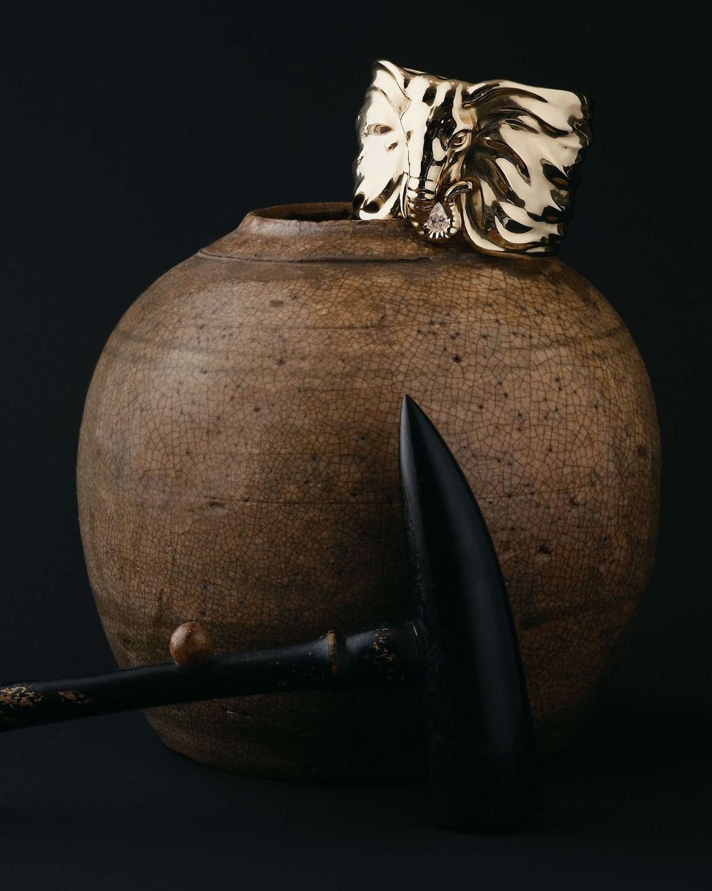 The Elephant 18K Gold Bangle w. Lab-Grown Diamond