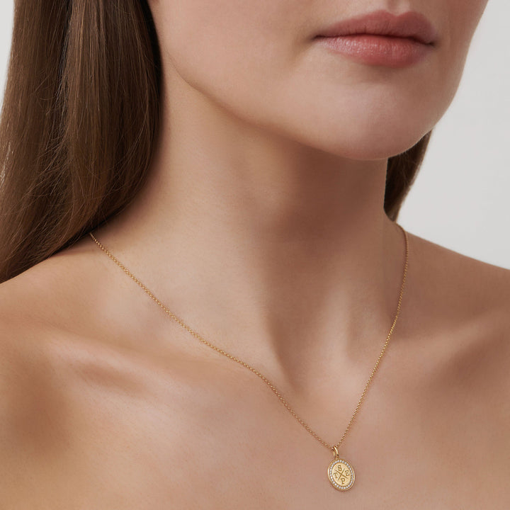 Bespoke Medallion 18K Gold Necklace w. Diamonds