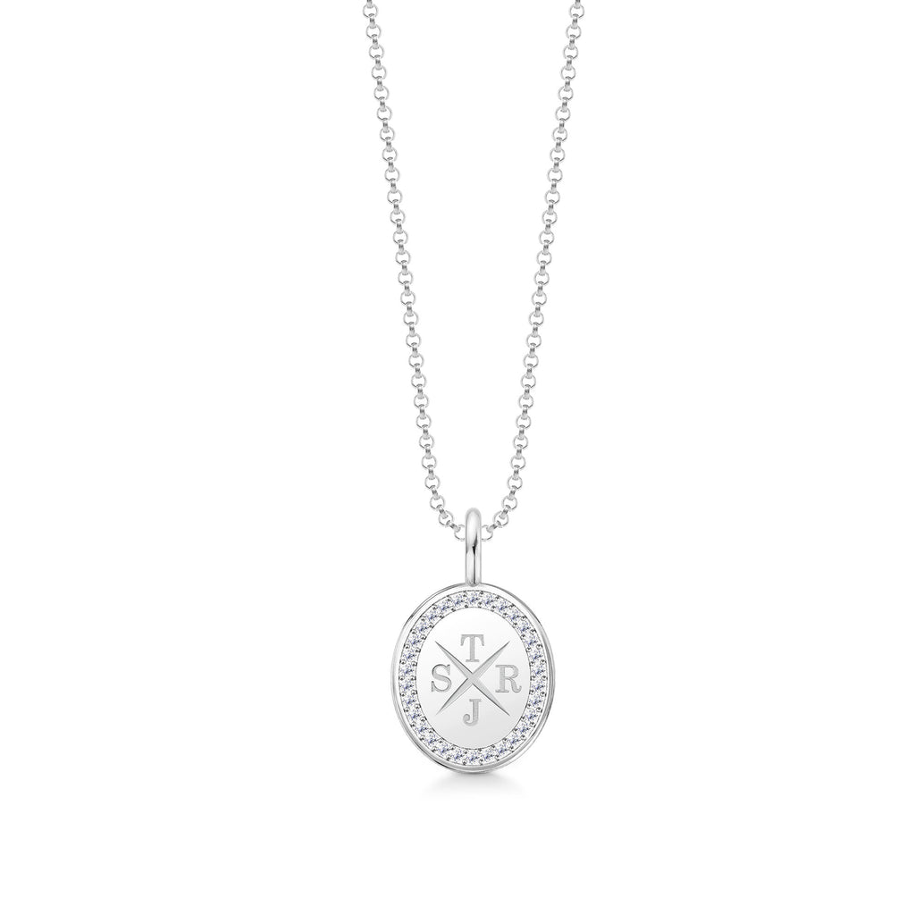 Bespoke Medallion 18K Whitegold Necklace w. Diamonds