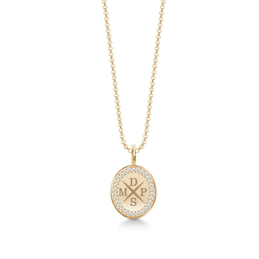 Bespoke Medallion 18K Gold Necklace w. Diamonds