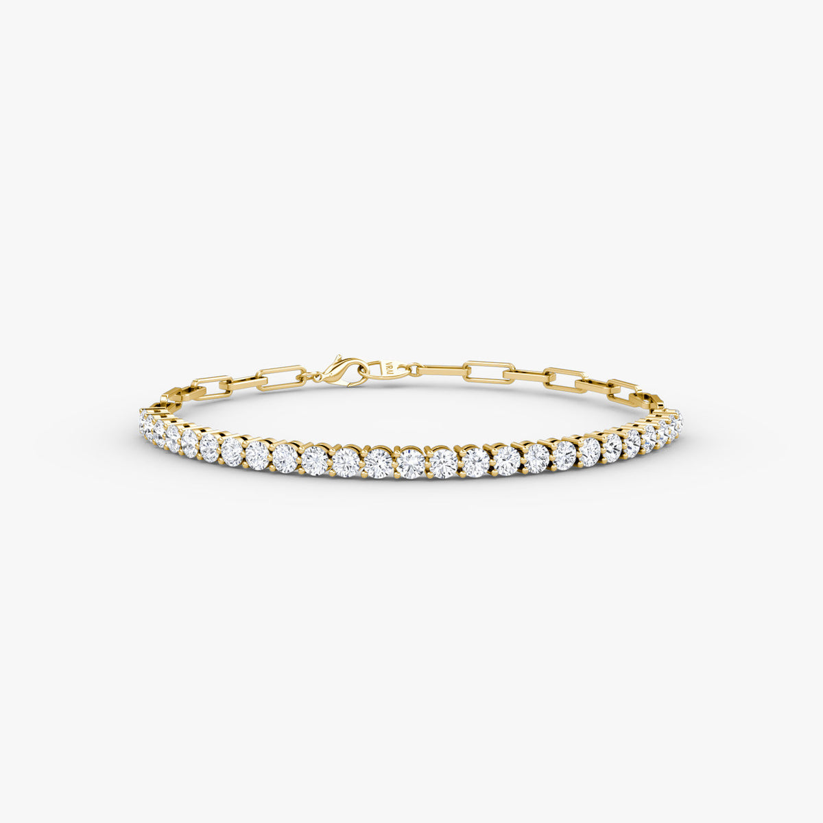 Paperclip Medium 14K Gold Tennis Bracelet w. Lab.Grown Diamonds