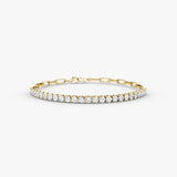 Paperclip Medium 14K Gold Tennis Bracelet w. Lab.Grown Diamonds
