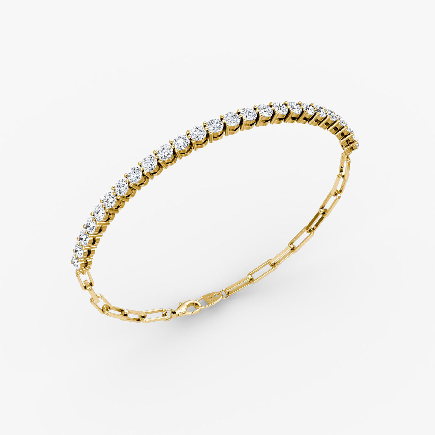 Paperclip Medium 14K Gold Tennis Bracelet w. Lab.Grown Diamonds