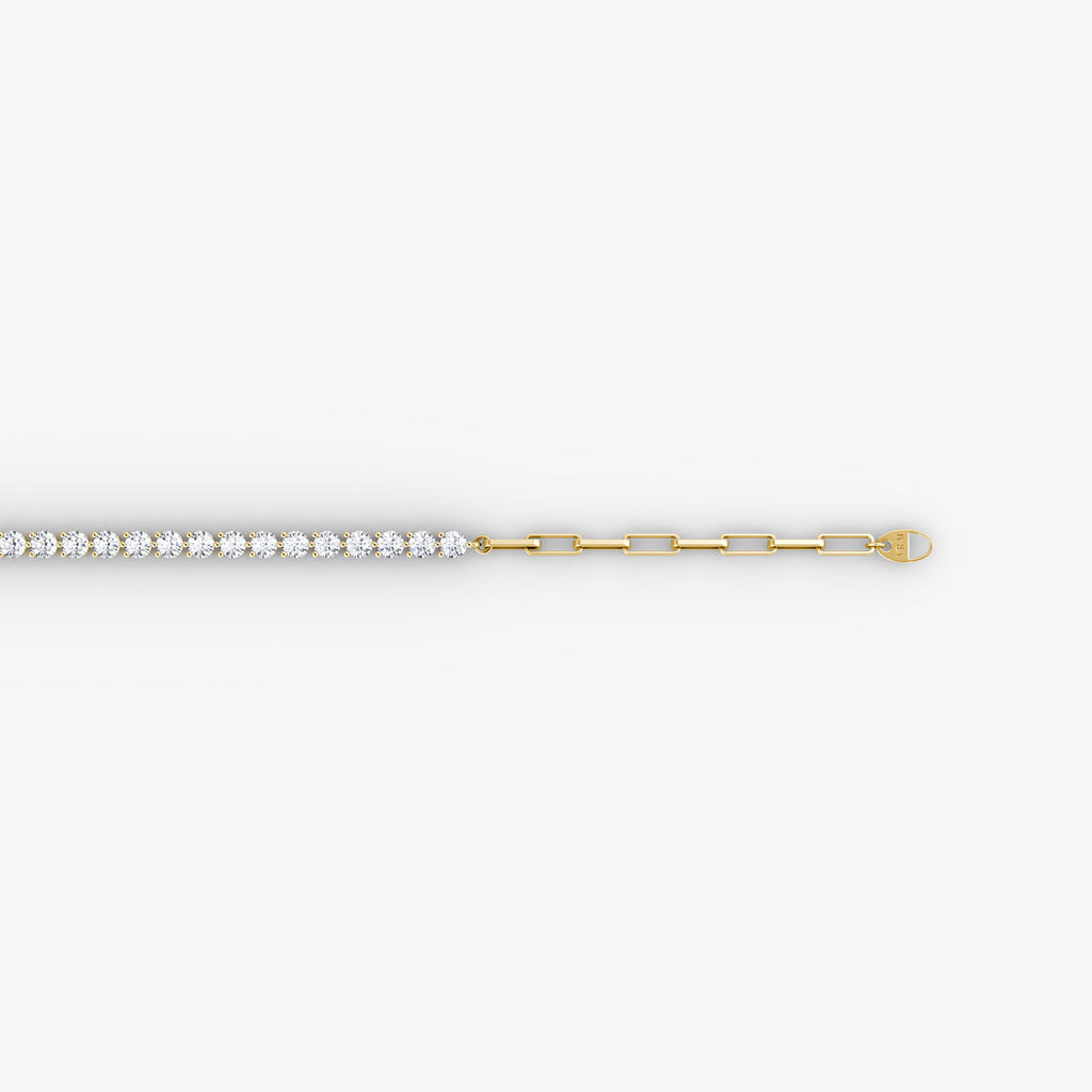 Paperclip Medium 14K Gold Tennis Bracelet w. Lab.Grown Diamonds