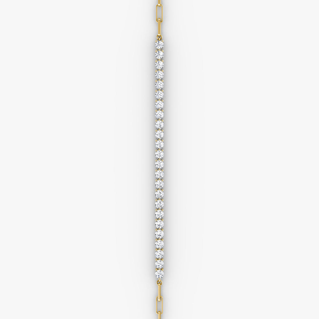 Paperclip Medium 14K Gold Tennis Bracelet w. Lab.Grown Diamonds