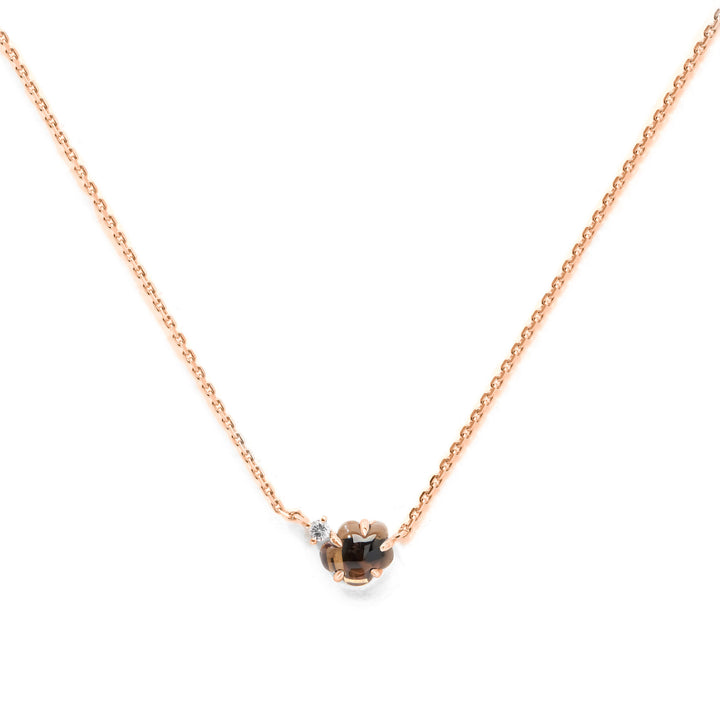 Mid Cloud 18K Rosegold Necklace w. Smokey Quartz & Diamonds
