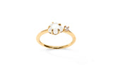 Mid Cloud 18K Gold Ring w. Milky Quartz & Diamond